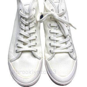 Rag & Bone Standard Issue Sneakers High Tops Canvas White Silver Lace Ups sz 11